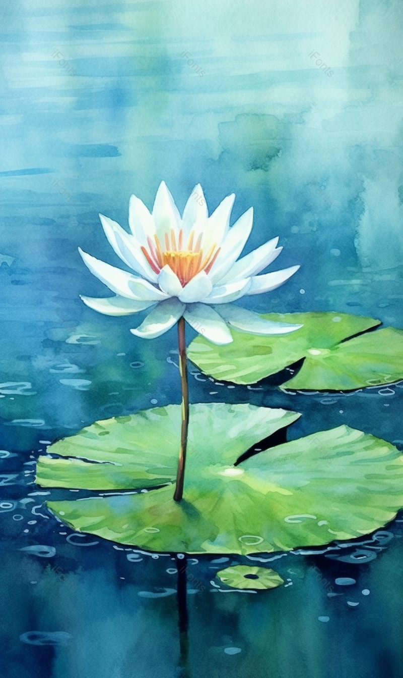 绿色唯美荷花独自摇曳手绘插画背景,插画/手绘图,插画/手绘图库,插画/手绘图下载,插画/手绘